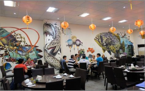 新昌海鲜餐厅墙体彩绘